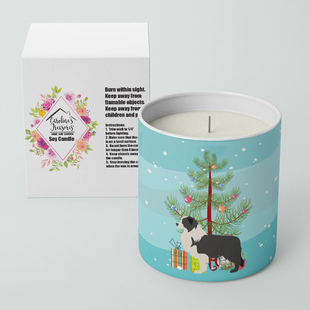 Black Border Collie Merry Christmas Tree 10 oz Decorative Soy Candle Image 2