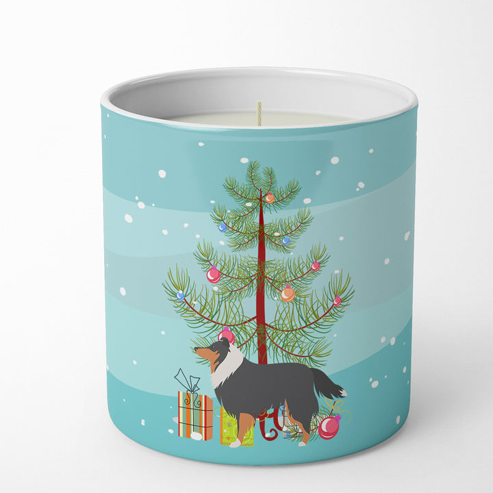 Sheltie Shetland Sheepdog Merry Christmas Tree 10 oz Decorative Soy Candle Image 1