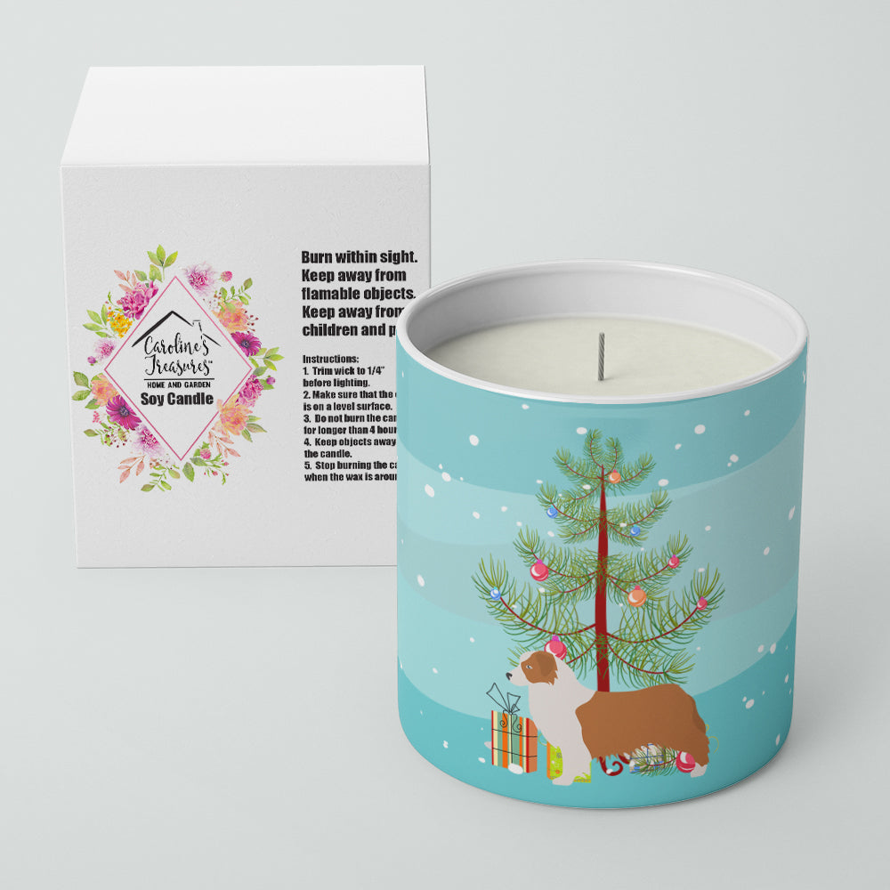 Australian Shepherd Dog Merry Christmas Tree 10 oz Decorative Soy Candle Image 2