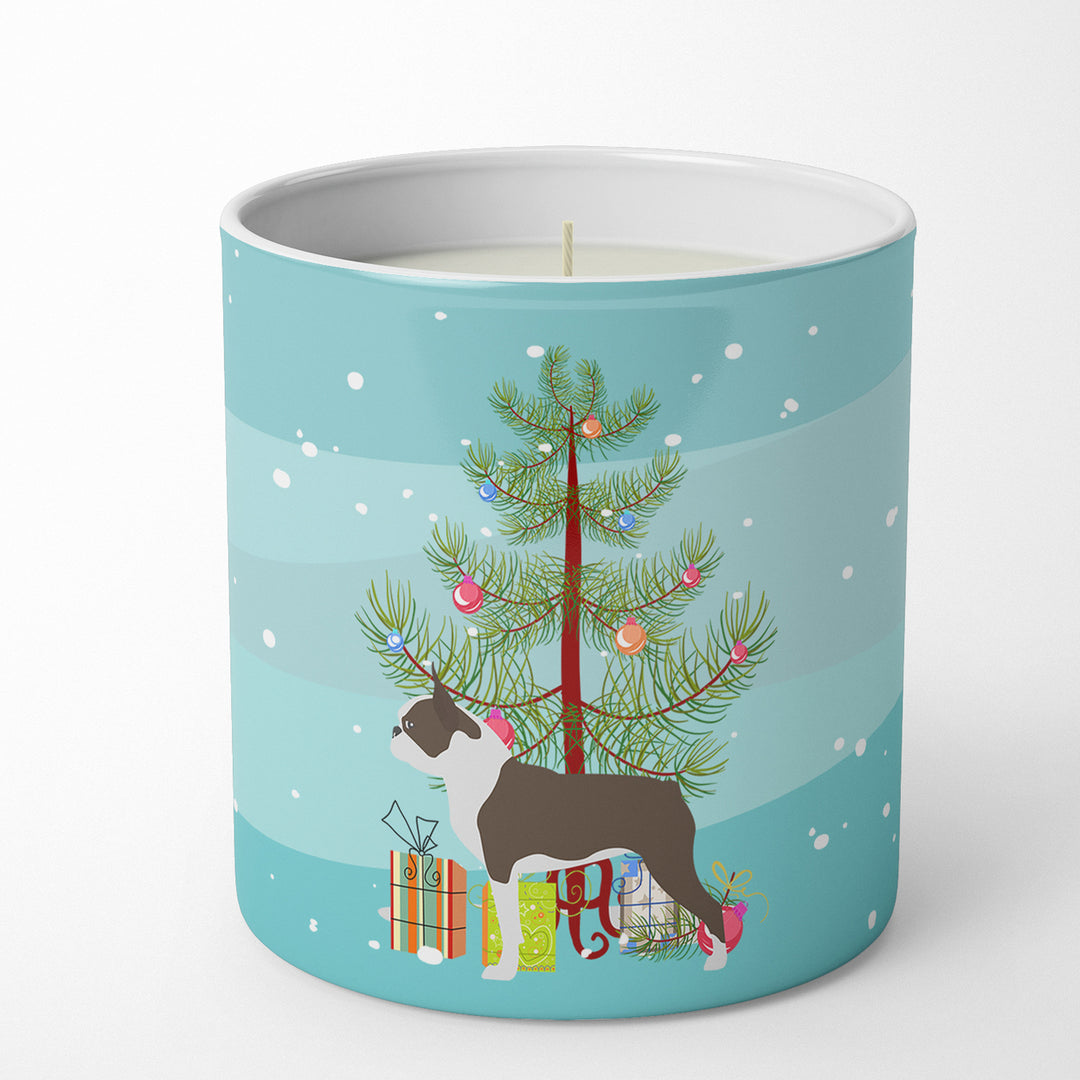 Boston Terrier Merry Christmas Tree 10 oz Decorative Soy Candle Image 1