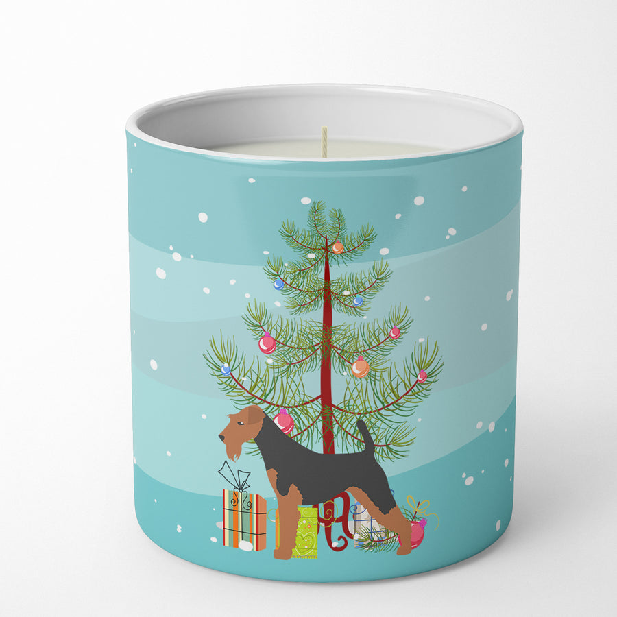 Airedale Terrier Merry Christmas Tree 10 oz Decorative Soy Candle Image 1