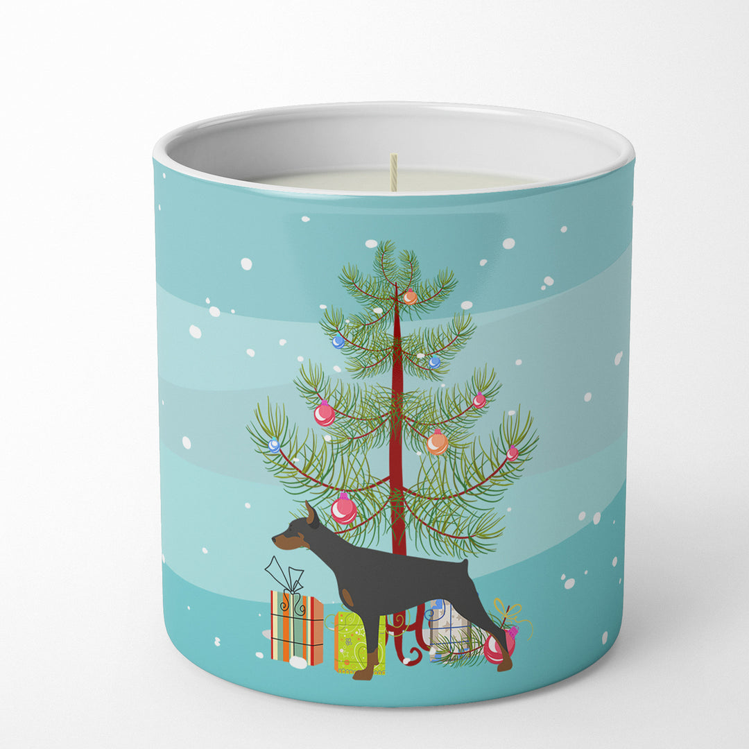 Doberman Pinscher Merry Christmas Tree 10 oz Decorative Soy Candle Image 1