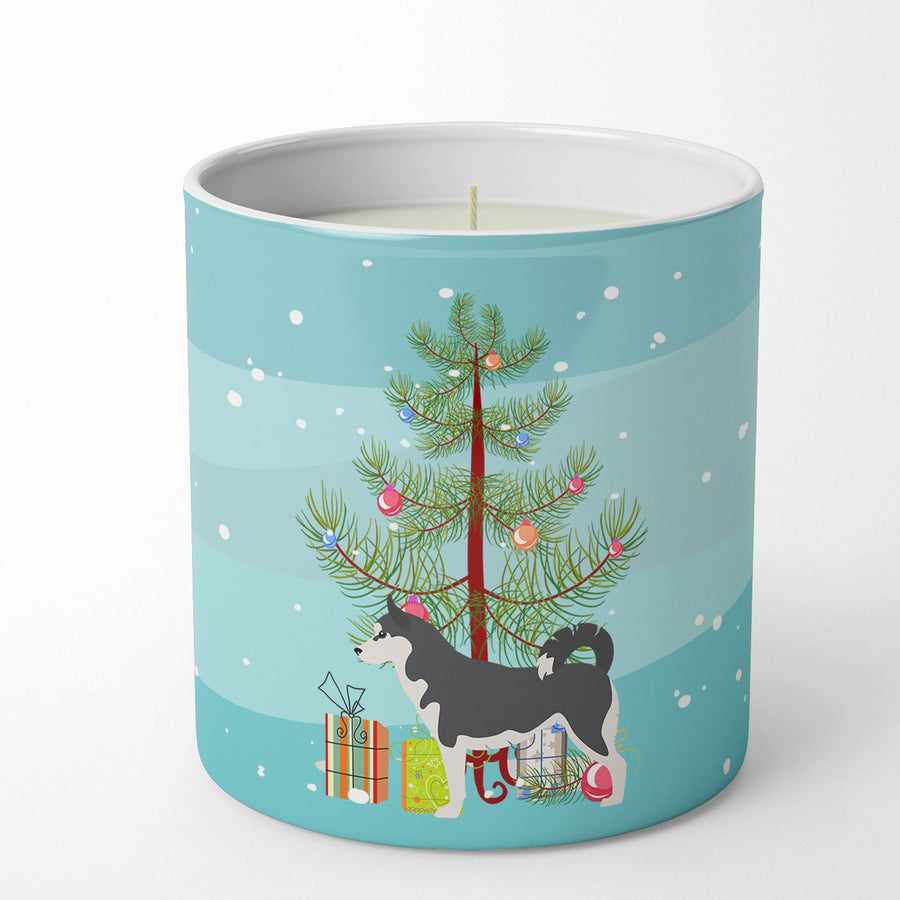 Siberian Husky Merry Christmas Tree 10 oz Decorative Soy Candle Image 1