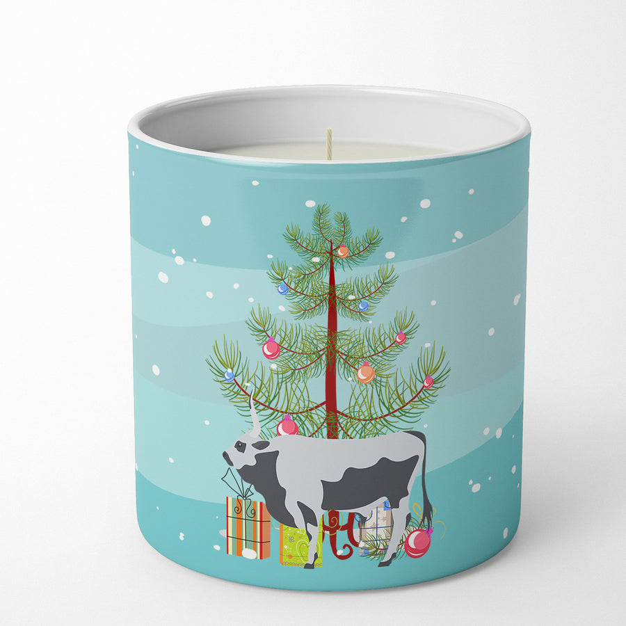 Hungarian Grey Steppe Cow Christmas 10 oz Decorative Soy Candle Image 1