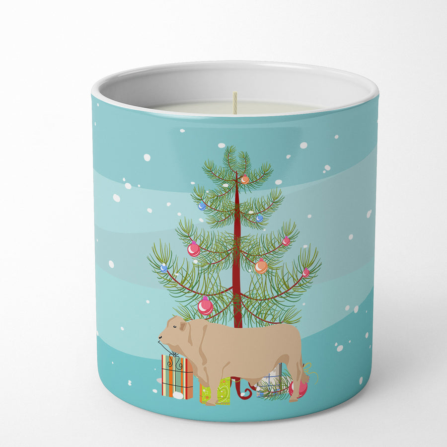 Charolais Cow Christmas 10 oz Decorative Soy Candle Image 1