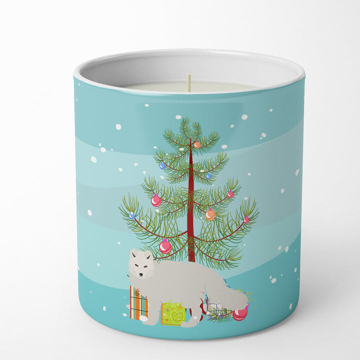 White Arctic Fox Christmas 10 oz Decorative Soy Candle Image 1