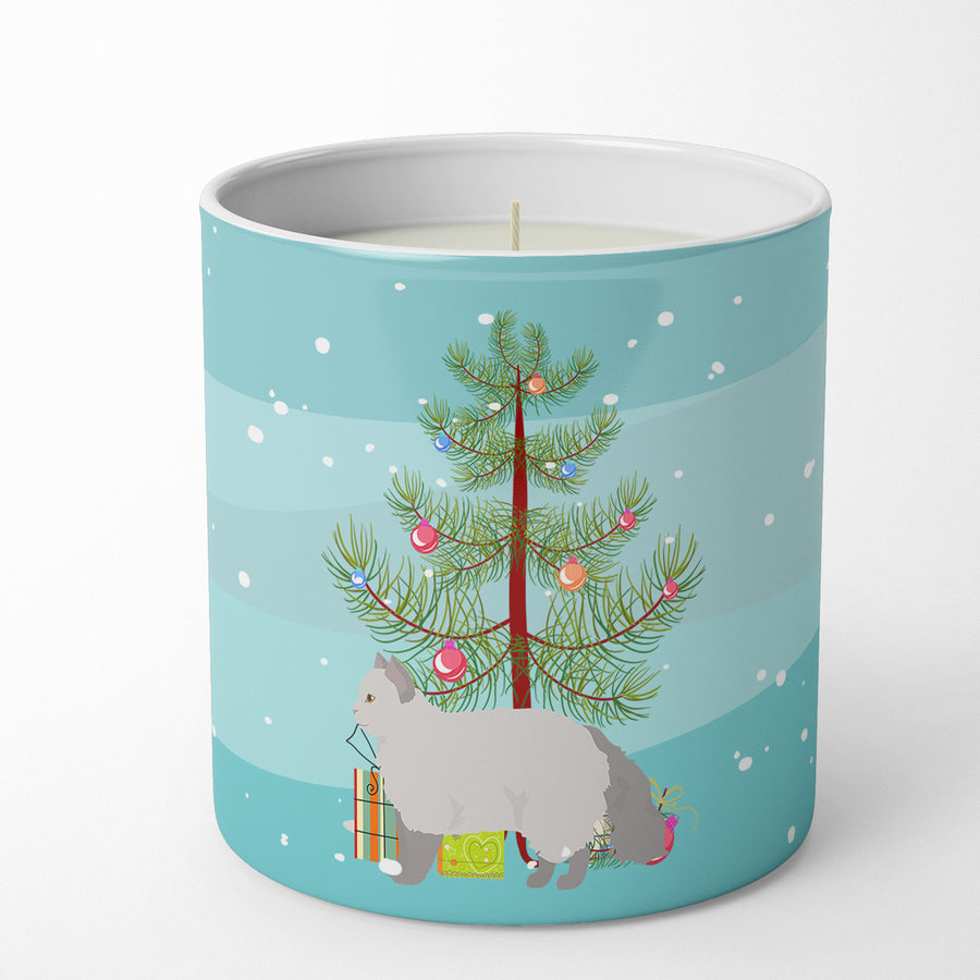 Selkirk Rex Style 2 Cat Merry Christmas 10 oz Decorative Soy Candle Image 1