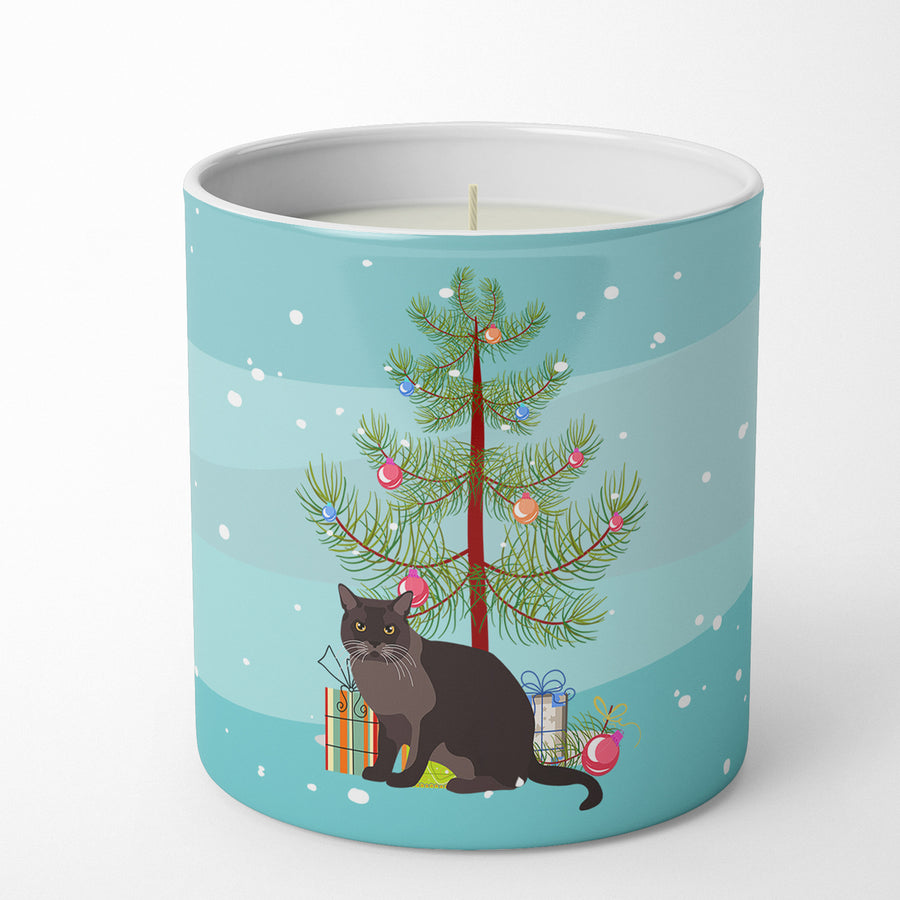 European Burmese Cat Merry Christmas 10 oz Decorative Soy Candle Image 1