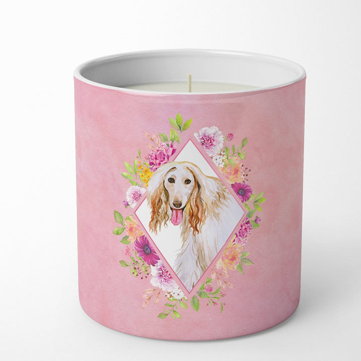 Afghan Hound Pink Flowers 10 oz Decorative Soy Candle Image 4