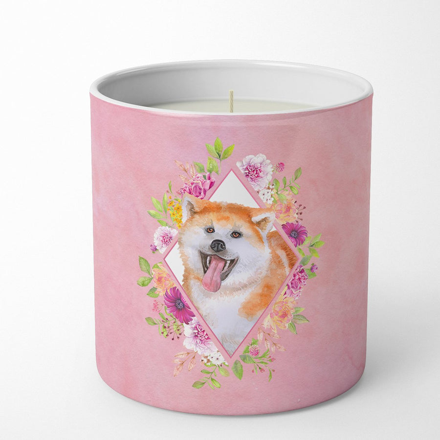 Akita Pink Flowers 10 oz Decorative Soy Candle Image 1