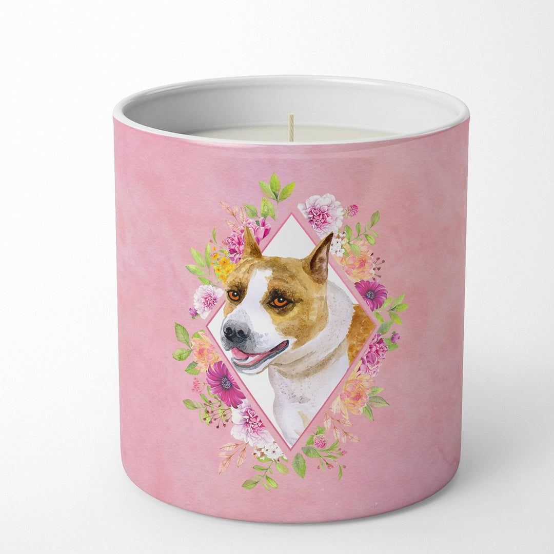 Bull Terrier Pink Flowers 10 oz Decorative Soy Candle Image 1