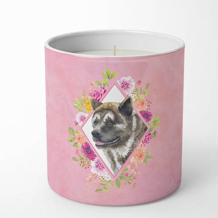 Akita Pink Flowers 10 oz Decorative Soy Candle Image 1