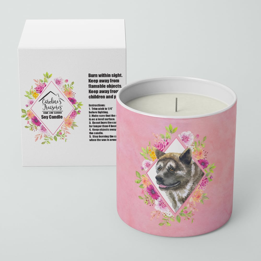 Akita Pink Flowers 10 oz Decorative Soy Candle Image 2