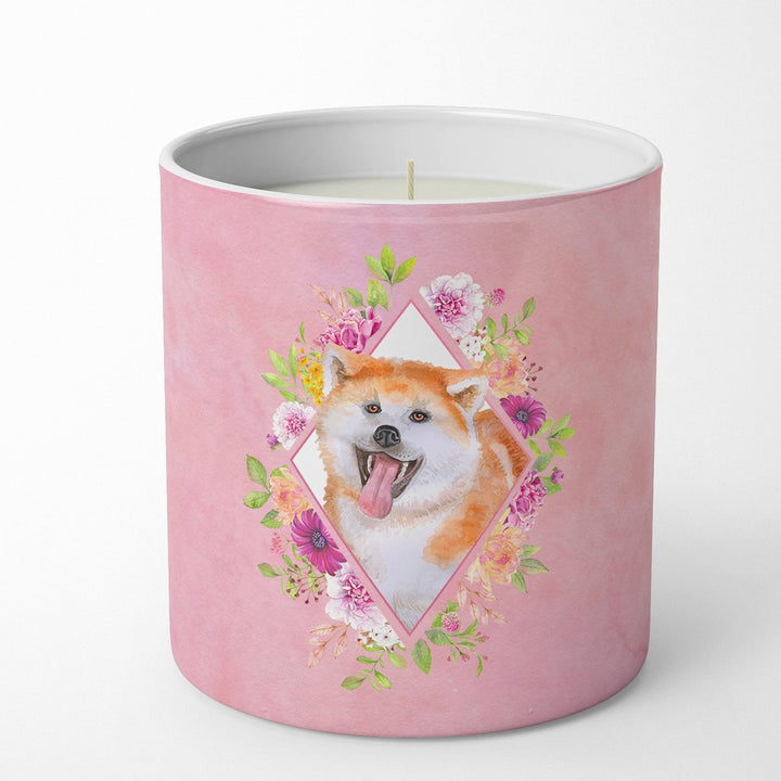 Akita Pink Flowers 10 oz Decorative Soy Candle Image 4