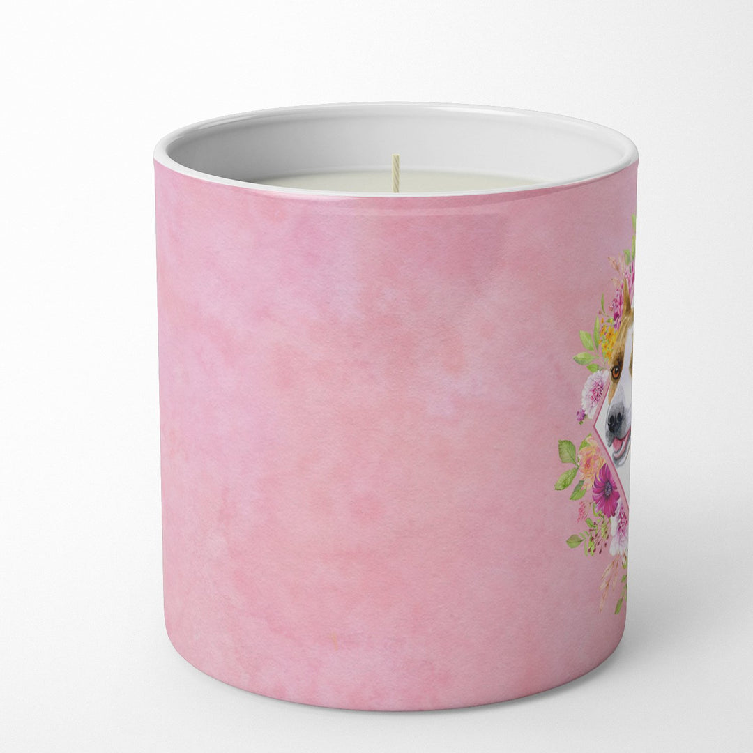 Bull Terrier Pink Flowers 10 oz Decorative Soy Candle Image 3