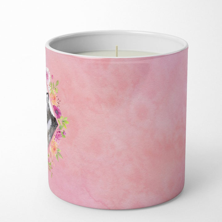 Alaskan Malamute Pink Flowers 10 oz Decorative Soy Candle Image 5