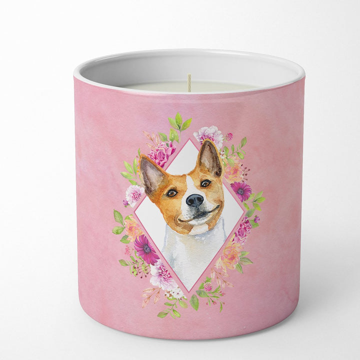 Basenji Pink Flowers 10 oz Decorative Soy Candle Image 1