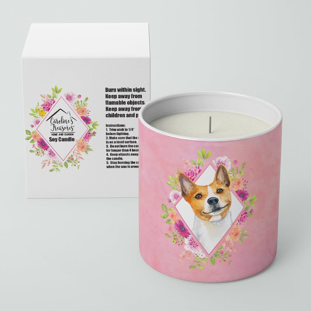 Basenji Pink Flowers 10 oz Decorative Soy Candle Image 2