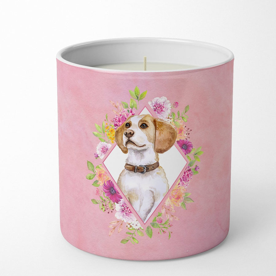 Beagle Pink Flowers 10 oz Decorative Soy Candle Image 1