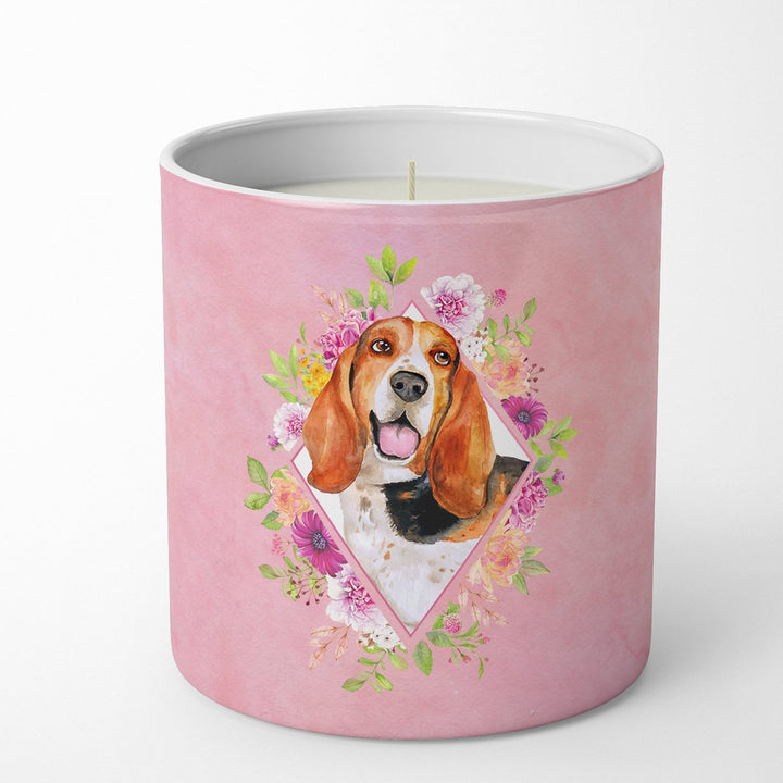 Basset Hound Pink Flowers 10 oz Decorative Soy Candle Image 4