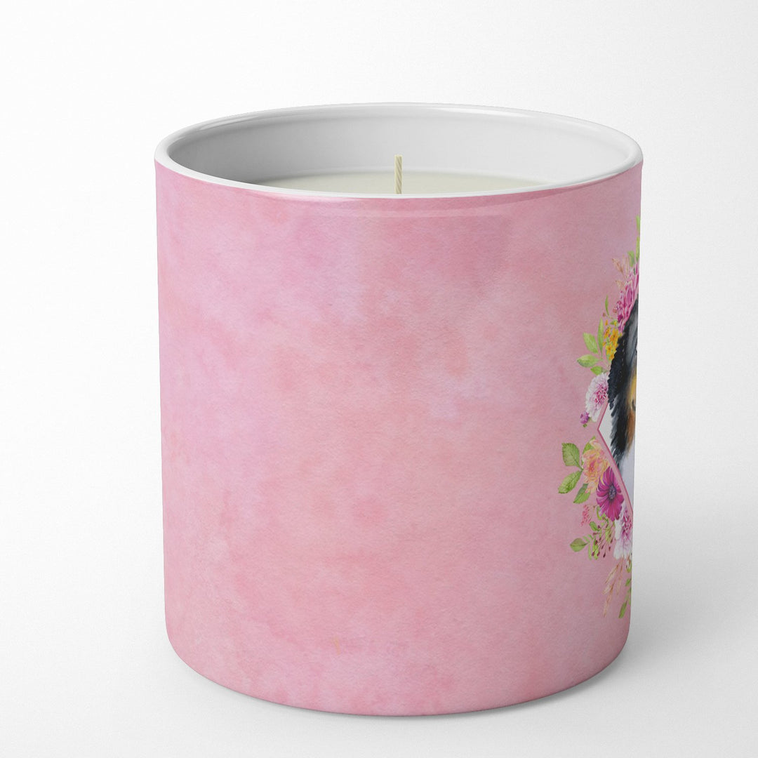 Bernese Mountain Dog Pink Flowers 10 oz Decorative Soy Candle Image 3