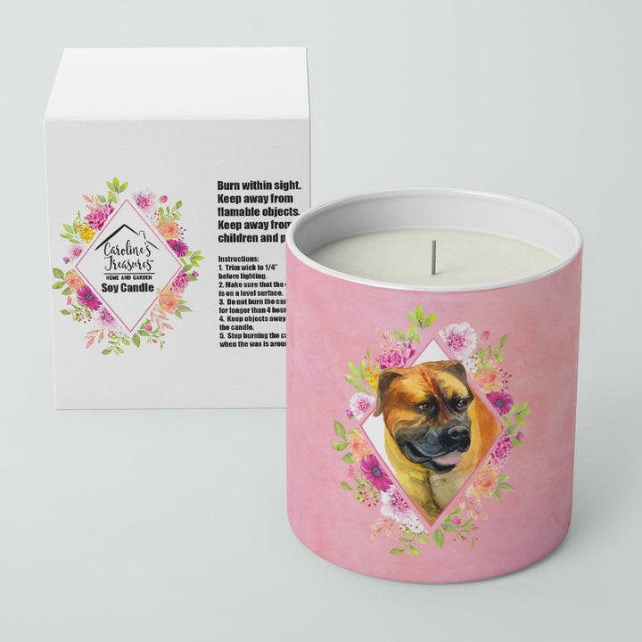 Borboel Mastiff Pink Flowers 10 oz Decorative Soy Candle Image 2