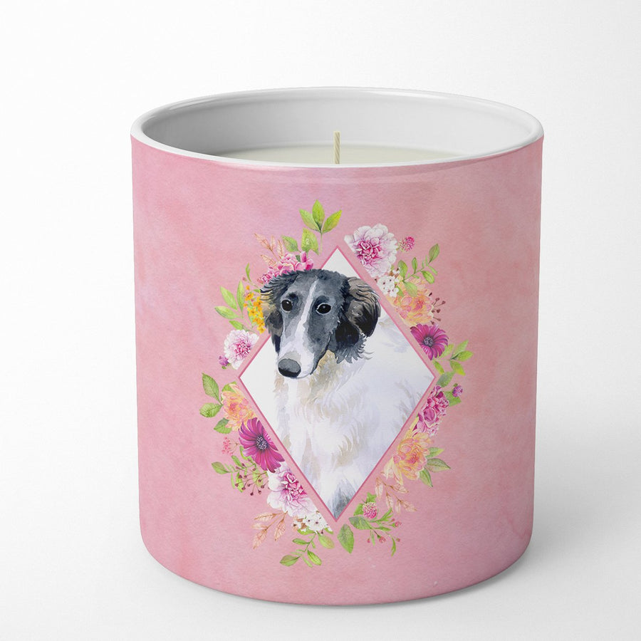 Borzoi Pink Flowers 10 oz Decorative Soy Candle Image 1