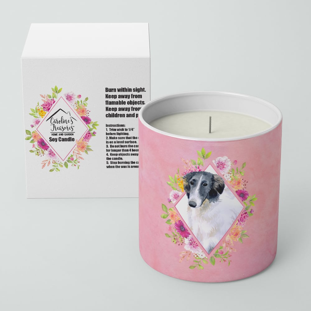 Borzoi Pink Flowers 10 oz Decorative Soy Candle Image 2