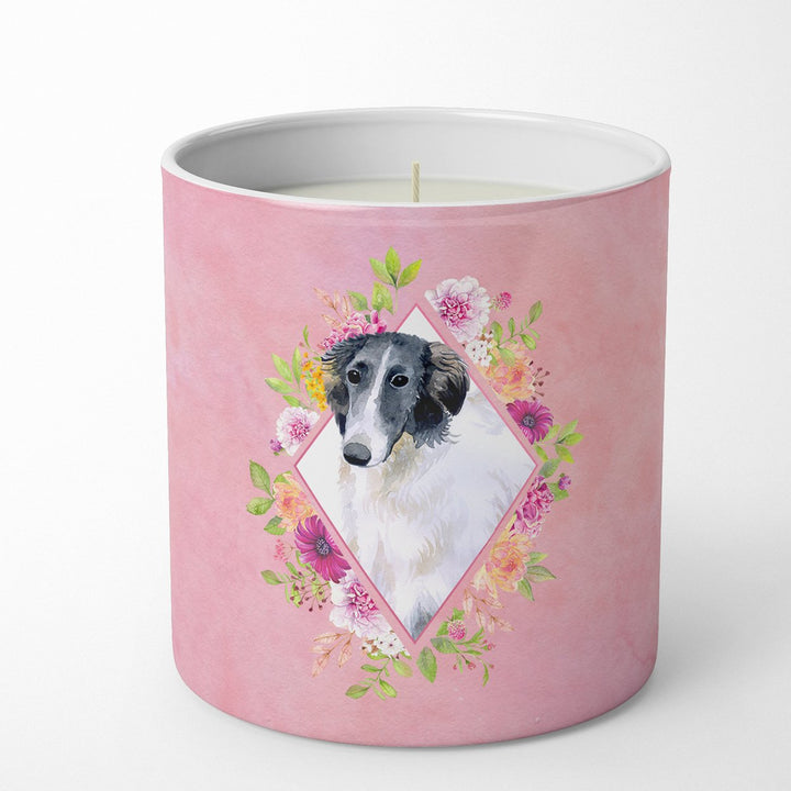 Borzoi Pink Flowers 10 oz Decorative Soy Candle Image 4