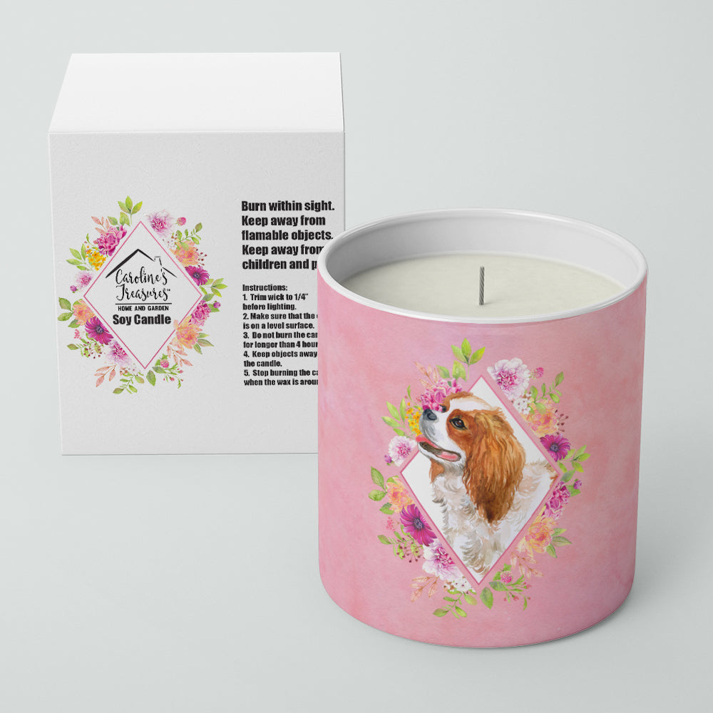 Cavalier King Charles Spaniel Pink Flowers 10 oz Decorative Soy Candle Image 2