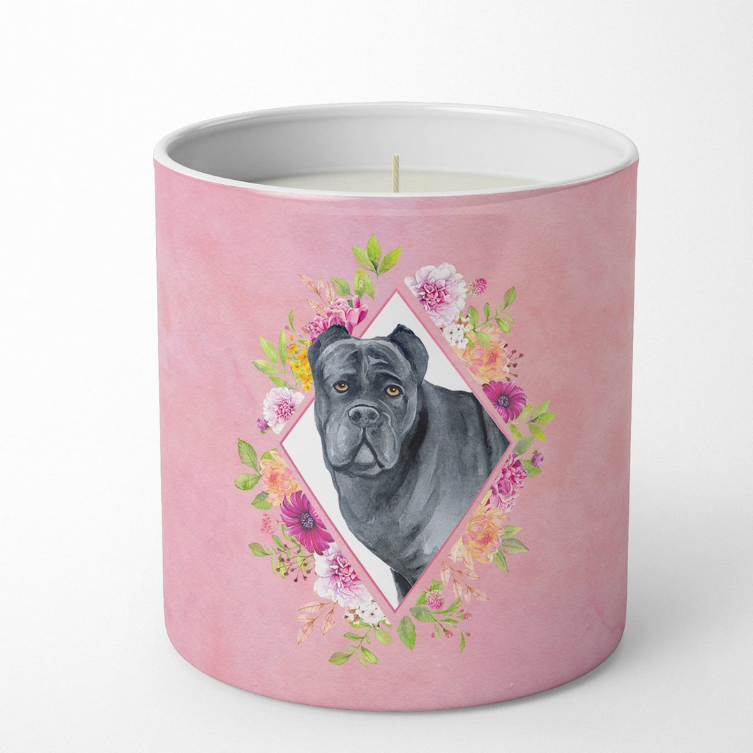 Cane Corso Pink Flowers 10 oz Decorative Soy Candle Image 4