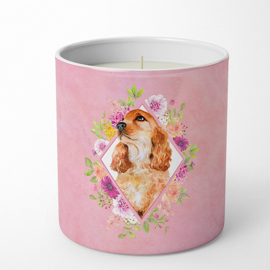 Cocker Spaniel Style 2 Pink Flowers 10 oz Decorative Soy Candle Image 1