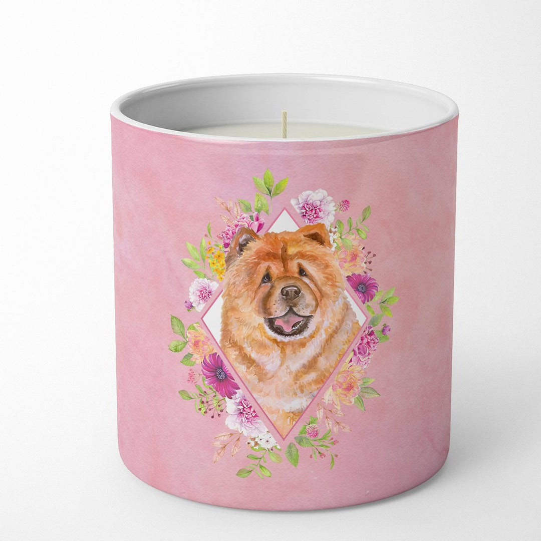 Chow Chow Style 1 Pink Flowers 10 oz Decorative Soy Candle Image 1