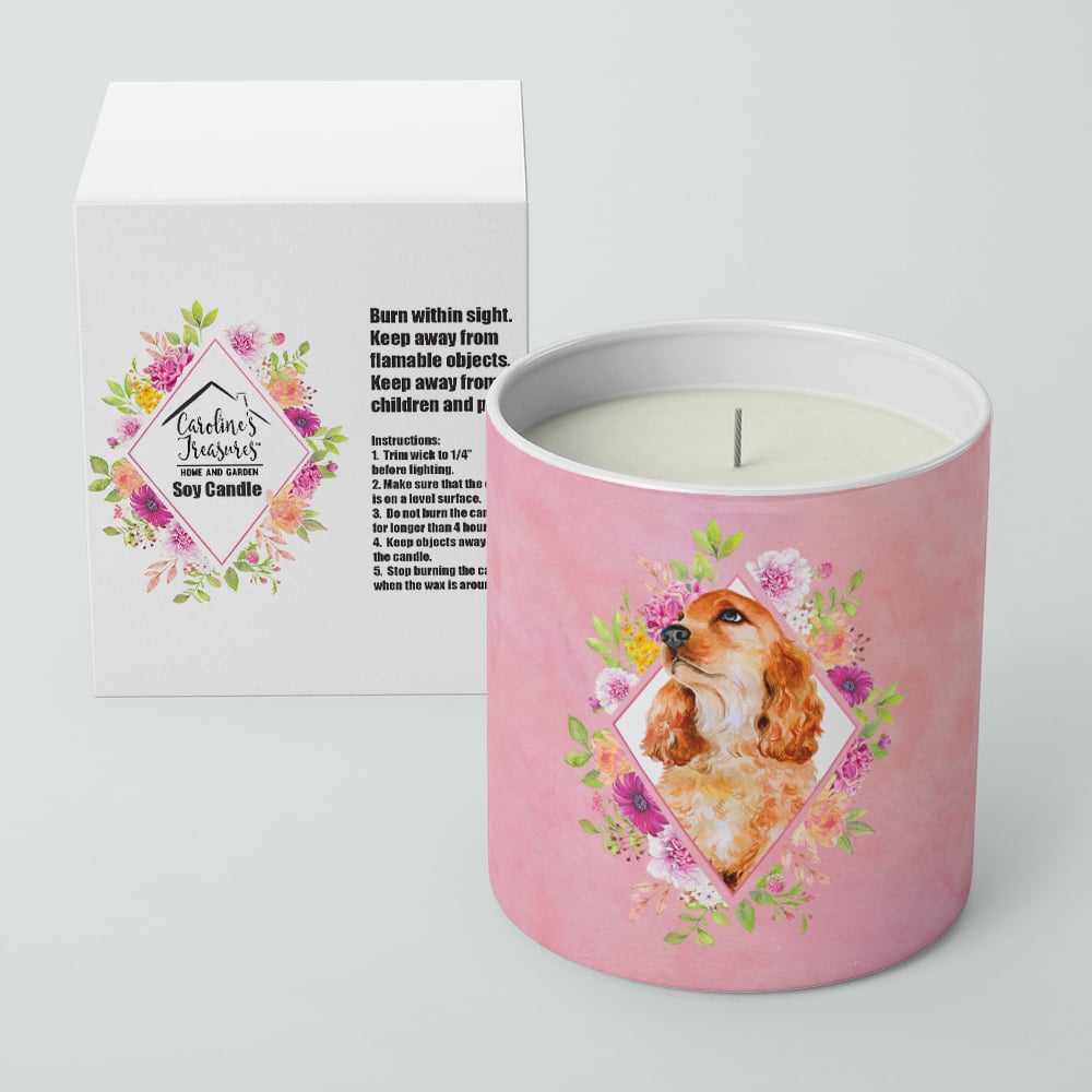 Cocker Spaniel Style 2 Pink Flowers 10 oz Decorative Soy Candle Image 2