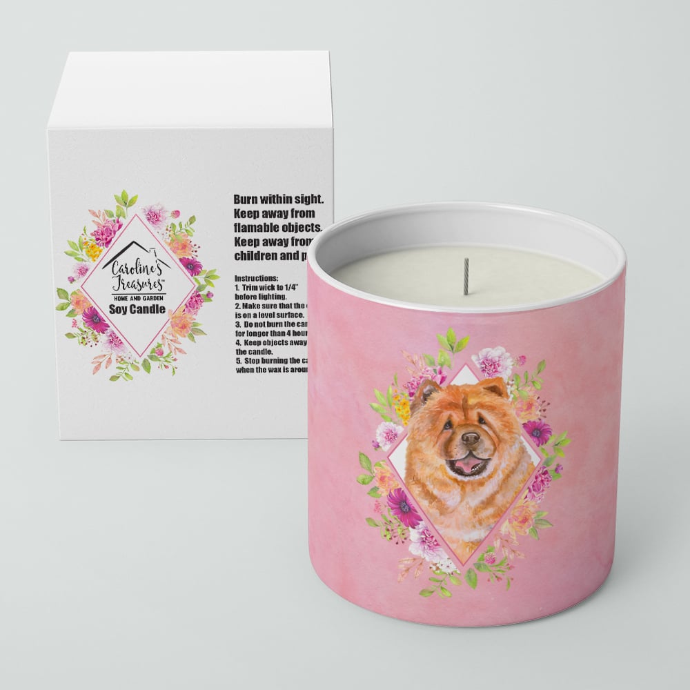 Chow Chow Style 1 Pink Flowers 10 oz Decorative Soy Candle Image 2