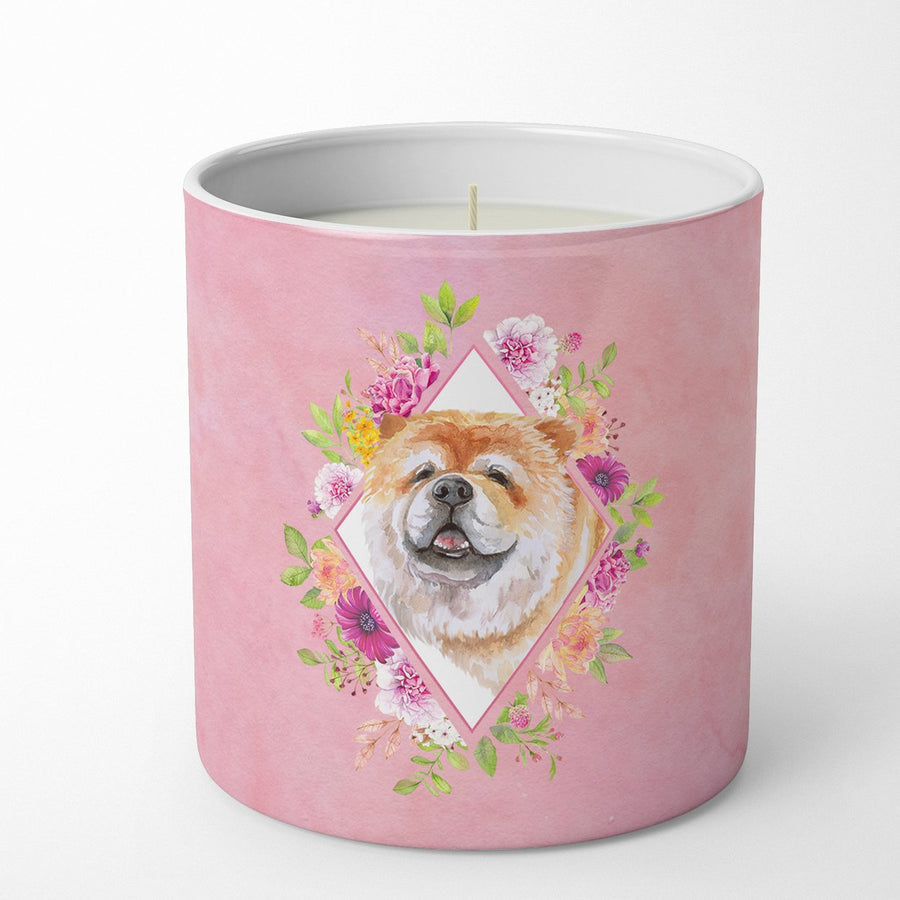 Chow Chow Style 2 Pink Flowers 10 oz Decorative Soy Candle Image 1