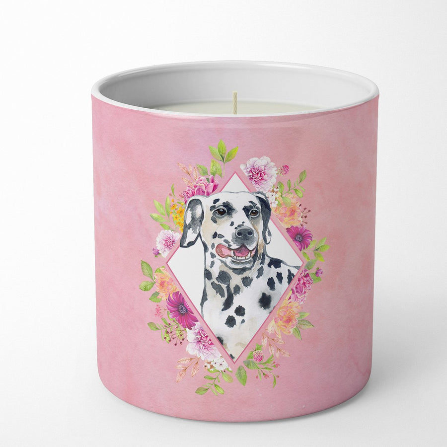 Dalmatian Pink Flowers 10 oz Decorative Soy Candle Image 1