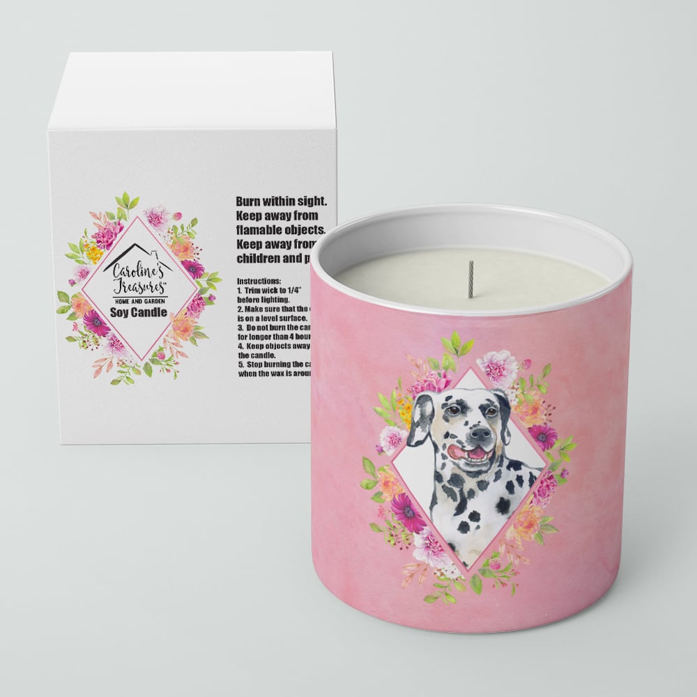 Dalmatian Pink Flowers 10 oz Decorative Soy Candle Image 2