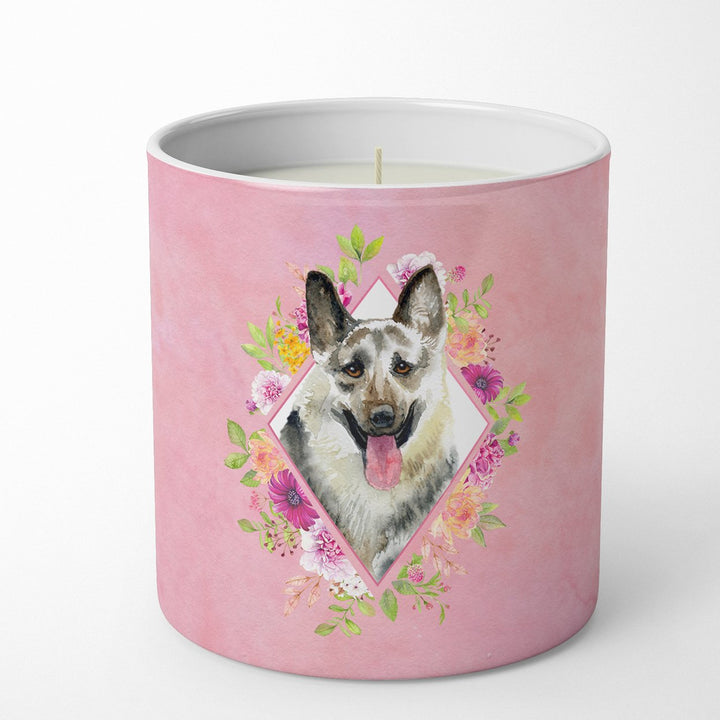 Eastern German Shepherd Pink Flowers 10 oz Decorative Soy Candle Image 1