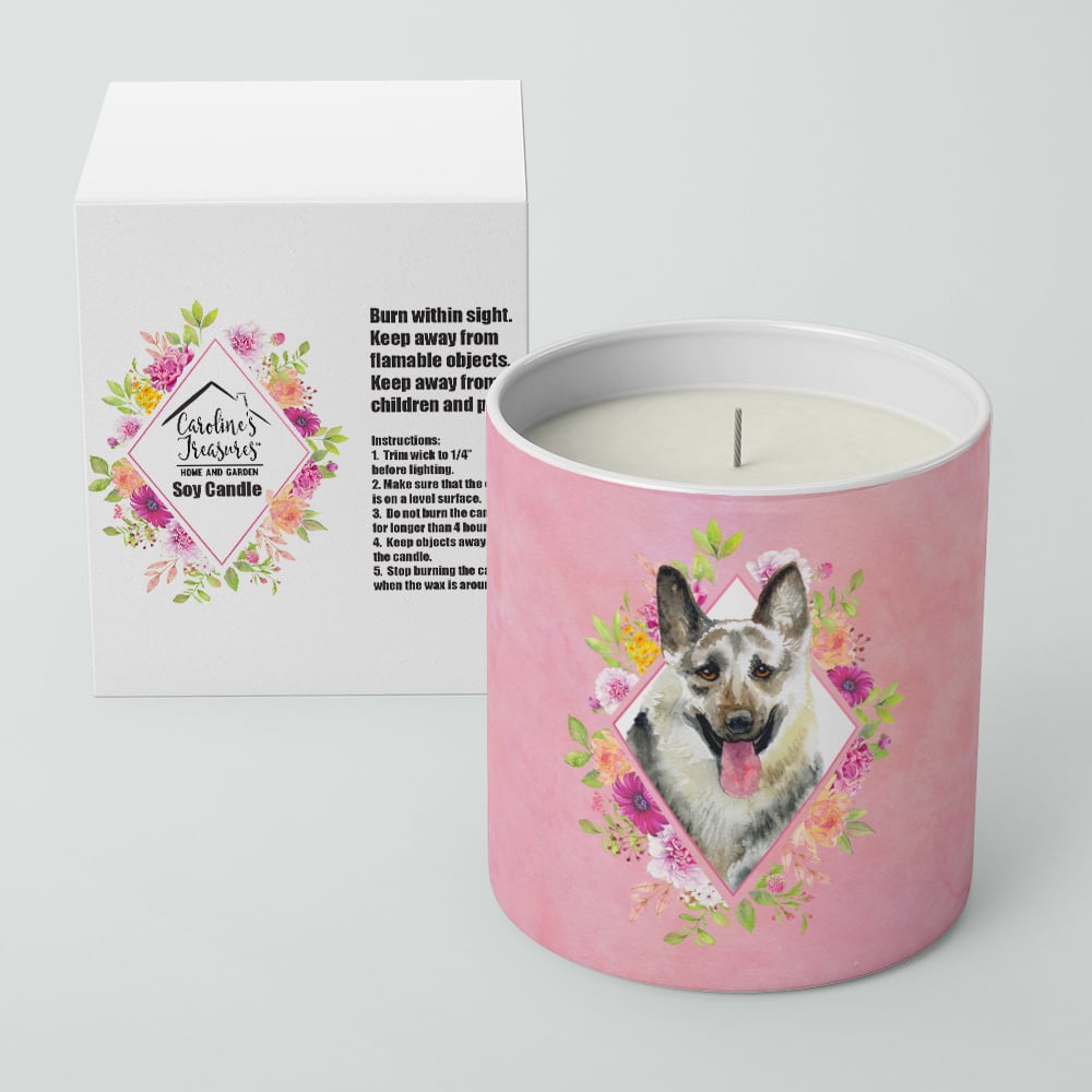 Eastern German Shepherd Pink Flowers 10 oz Decorative Soy Candle Image 2