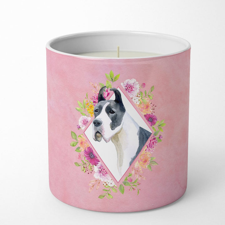 Great Dane Pink Flowers 10 oz Decorative Soy Candle Image 1