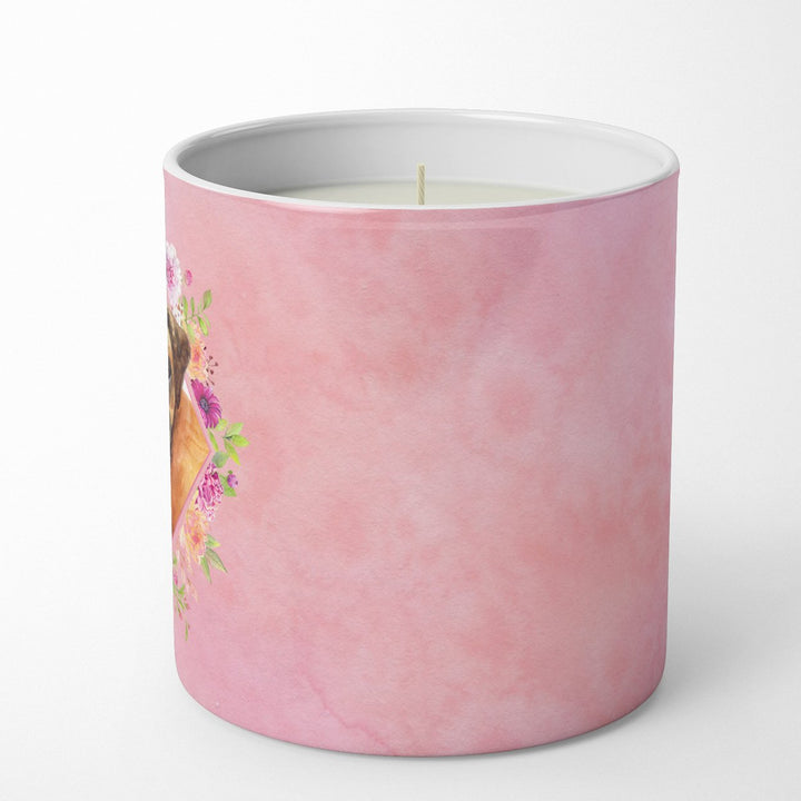 German Boxer Pink Flowers 10 oz Decorative Soy Candle Image 5