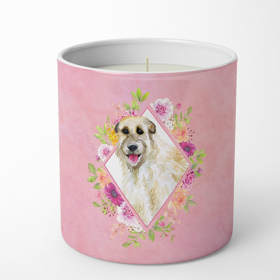 Irish Wolfhound Pink Flowers 10 oz Decorative Soy Candle Image 1