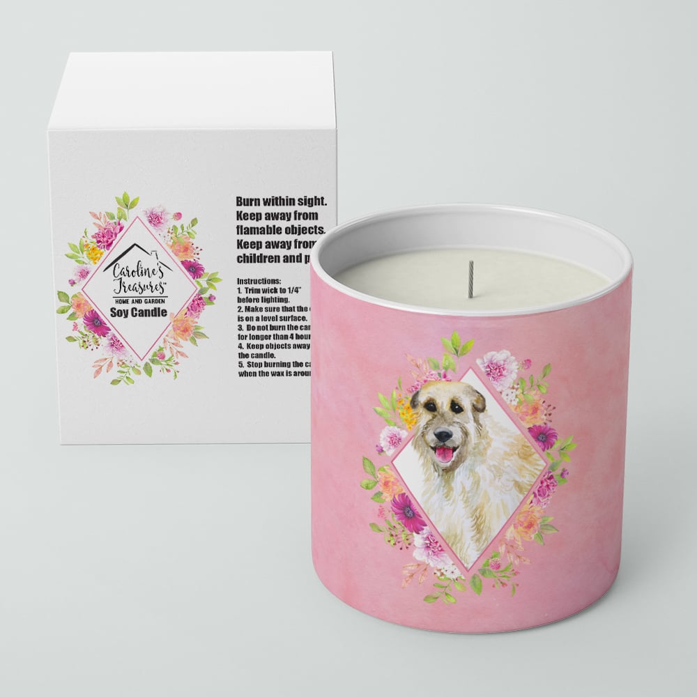 Irish Wolfhound Pink Flowers 10 oz Decorative Soy Candle Image 2