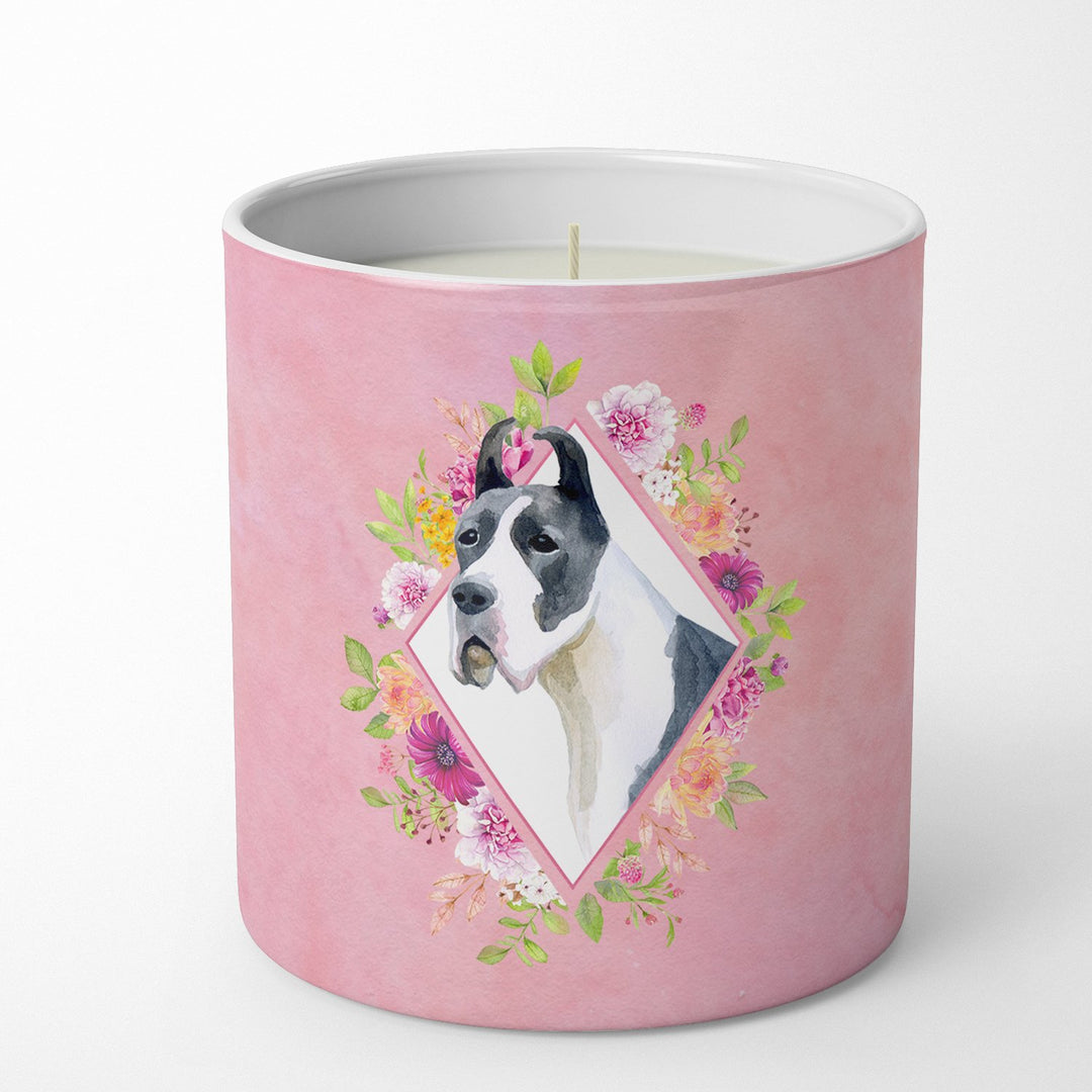 Great Dane Pink Flowers 10 oz Decorative Soy Candle Image 4