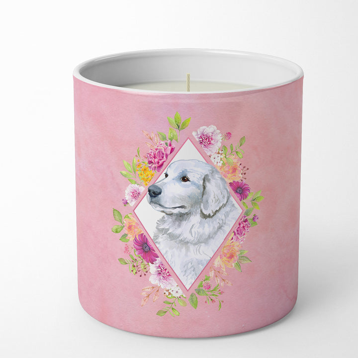 Great Pyrenees Pink Flowers 10 oz Decorative Soy Candle Image 1