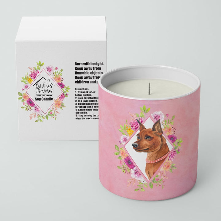 Miniature Pinscher Pink Flowers 10 oz Decorative Soy Candle Image 2