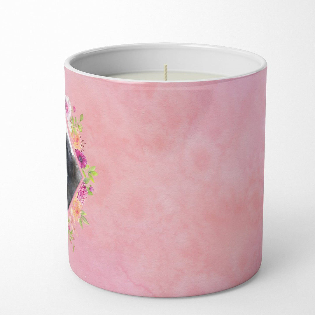 Newfoundland Puppy Pink Flowers 10 oz Decorative Soy Candle Image 5