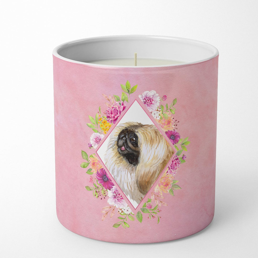 Pekingese Pink Flowers 10 oz Decorative Soy Candle Image 4