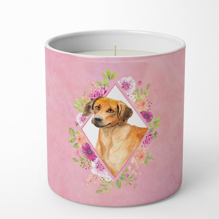 Rhodesian Ridgeback Pink Flowers 10 oz Decorative Soy Candle Image 1